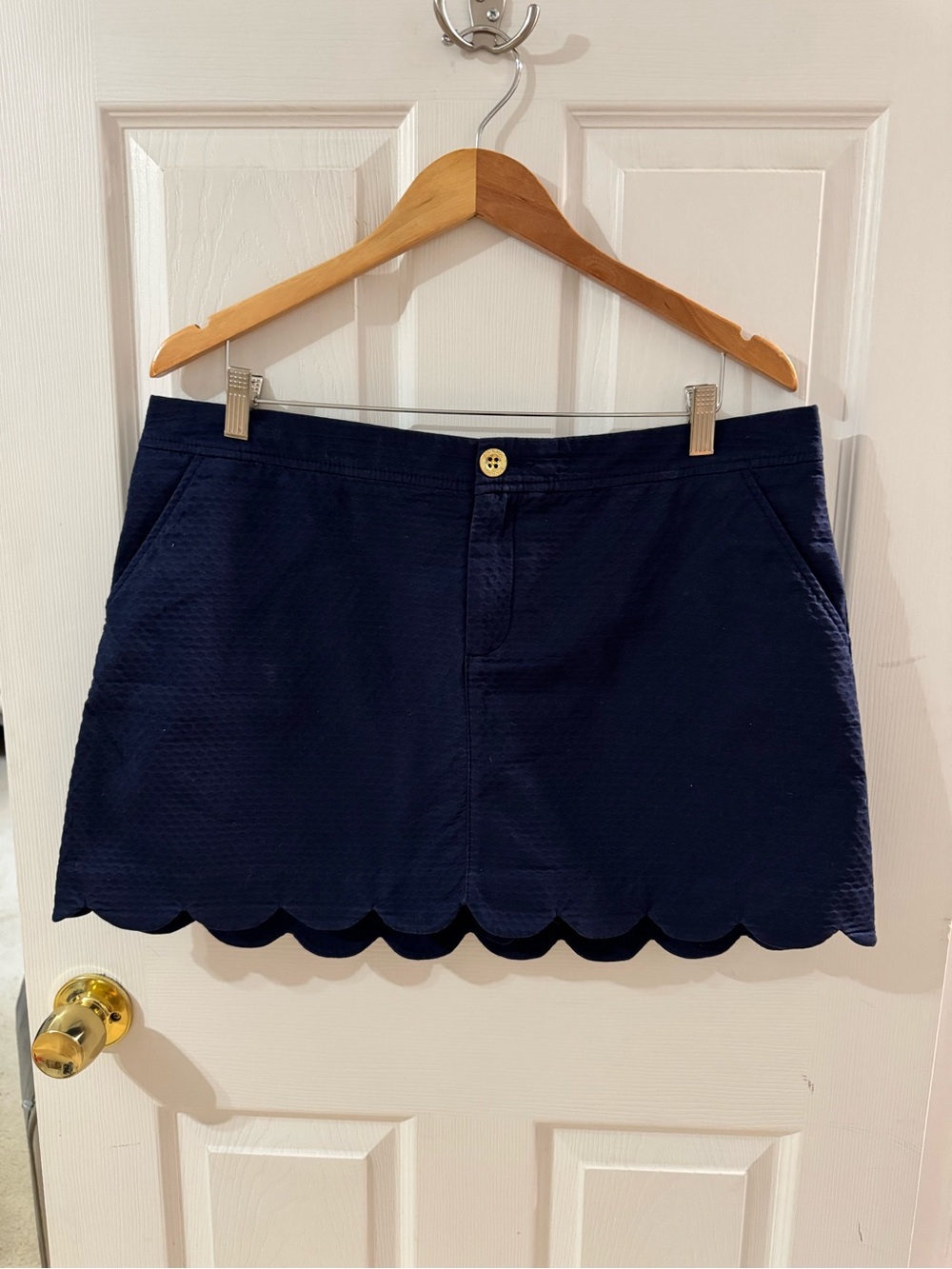 Lilly Pulitzer True Navy Colette Scalloped Skort Size 14 Cotton Coastal Preppy